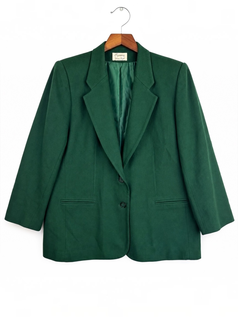 Vintage 80s 90s Forest Green 100% Wool Oversized Blazer Jacket